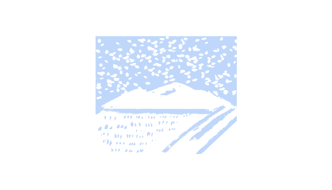 雪と山と田の景色の筆絵 の無料イラスト素材の画像 illustration materials