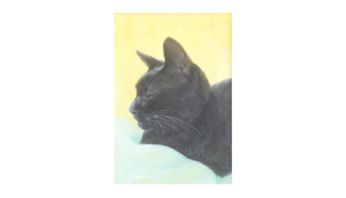 smile 微笑む黒猫のパステル画の画像イラスト素材の画像 illustration materials