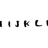 英字大文字フォントH-Mの文字を毛筆で書いた無料筆文字ロゴのpng素材の画像