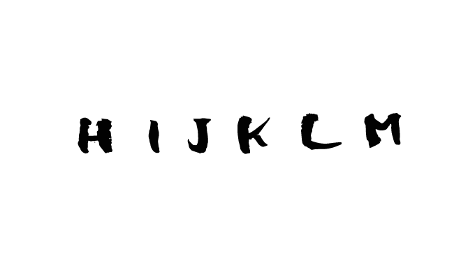 英字大文字フォントH-Mの文字を毛筆で書いた無料筆文字ロゴのpng素材の画像